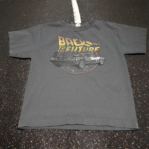 Back to the Future Boys Tee Sz M 5 6 Gray DeLorean Screen Print AlStyle Shirt - Picture 1 of 8